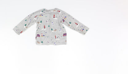 Back view of George girls’ grey geometric basic t-shirt, size 9-12, months
