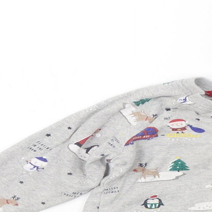 Close-up detail of George girls’ grey geometric basic t-shirt, size 9-12, months