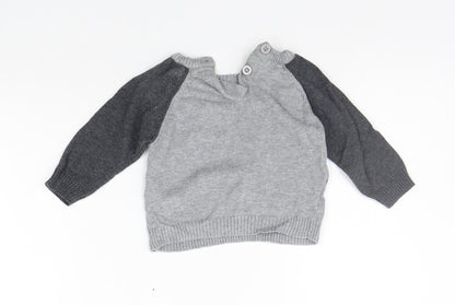 Back view of Early Days girls’ grey jumper, size 3-6, months - animal design