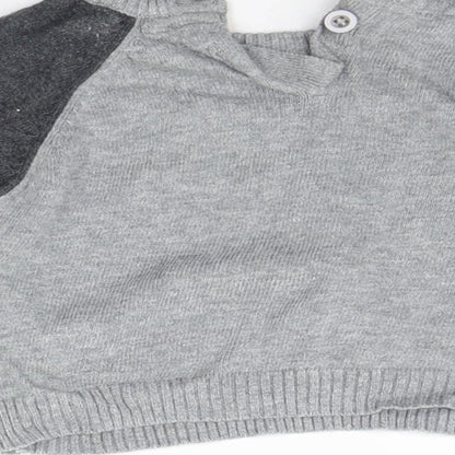 Brand and care label for Early Days girls’ grey jumper, size 3-6, months - animal design