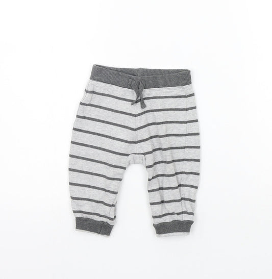 George Girls Grey Striped  Jogger Trousers Size 3-6 Months
