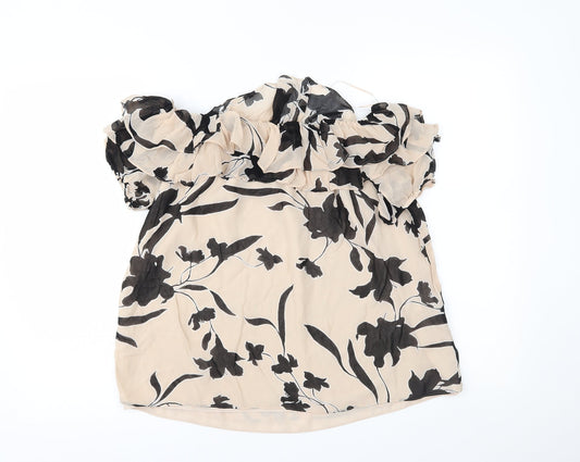 Seed Heritage Womens Beige Floral  Basic Blouse Size 10