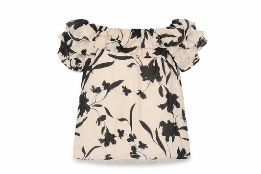 Seed Heritage Womens Beige Floral  Basic Blouse Size 10