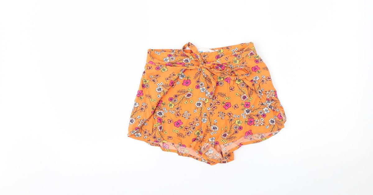 Cotton On Girls Orange Floral   Shorts Size 11 Years