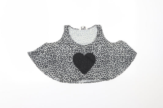 New Look Girls Grey Animal Print  Cropped Tank Size 12-13 Years