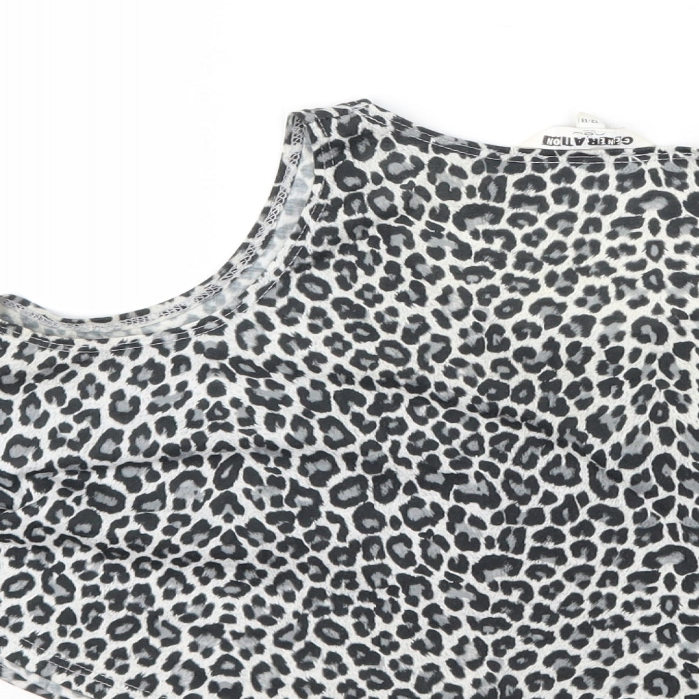 New Look Girls Grey Animal Print  Cropped Tank Size 12-13 Years