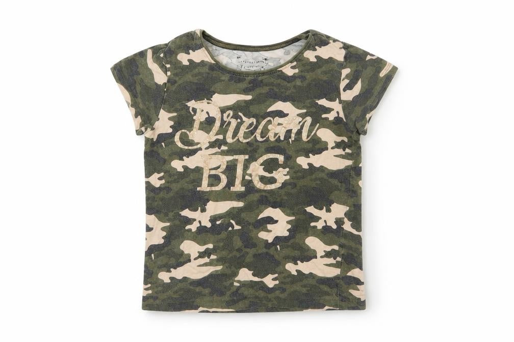 Primark Girls Green Camouflage  Basic T-Shirt Size 9-10 Years