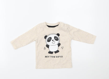 Additional front view of Primark Baby Beige Basic T-Shirt, size 3-6, Months