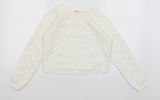 H&M Girls White   Pullover Jumper Size 9-10 Years