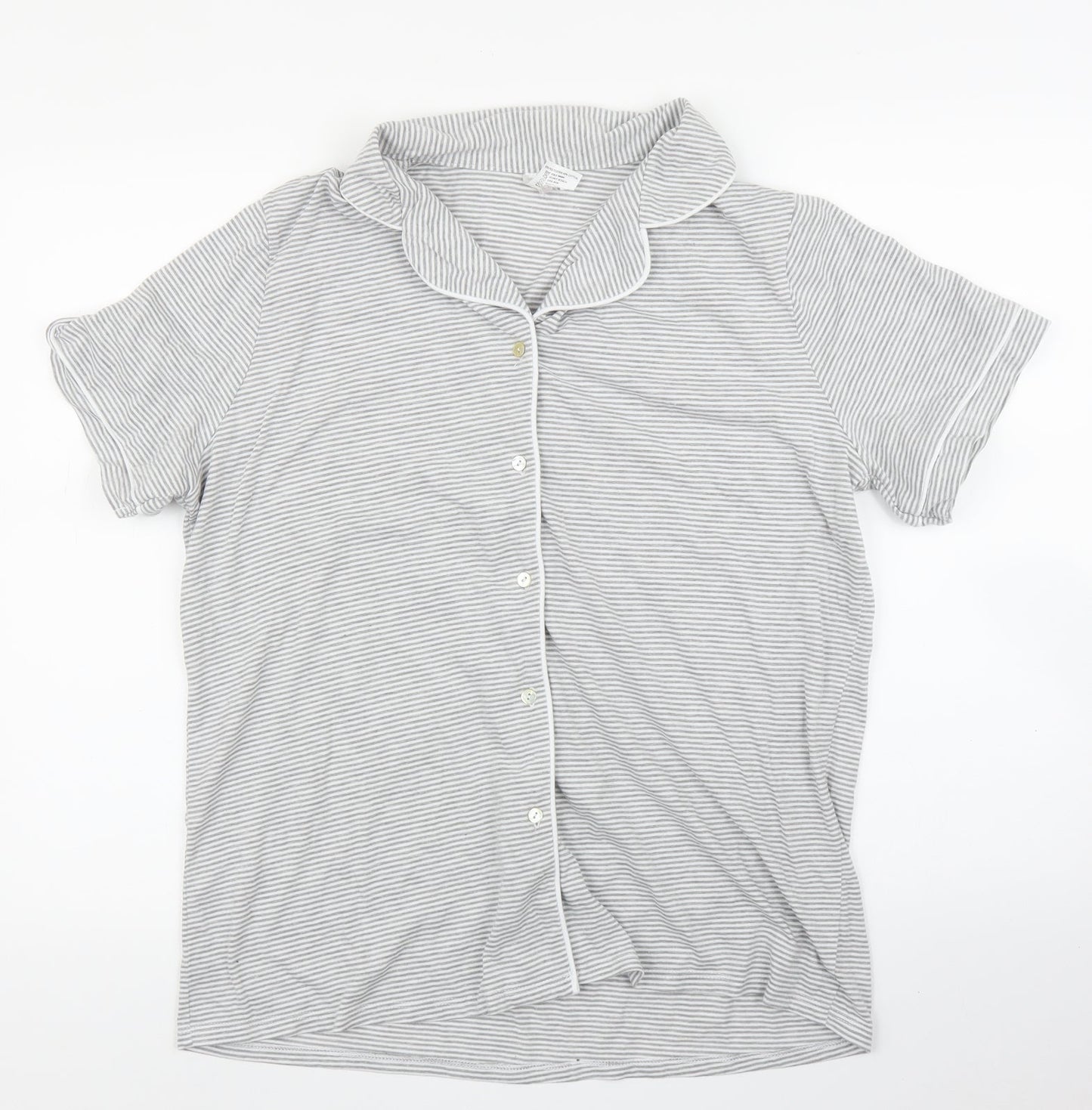 Preworn Womens Grey Striped  Basic Blouse Size L