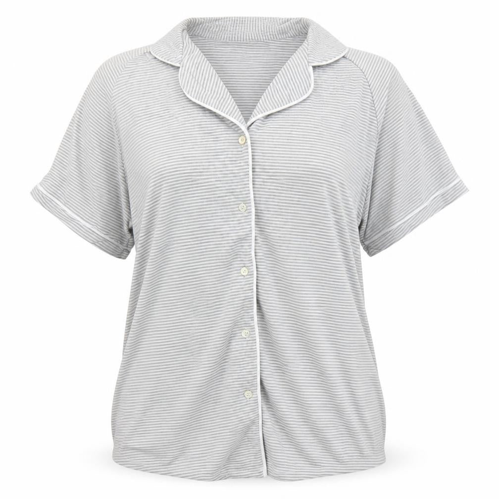 Preworn Womens Grey Striped  Basic Blouse Size L