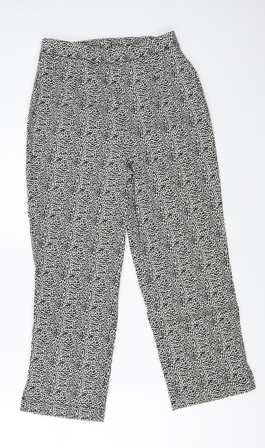 Julipa Womens White Animal Print  Cropped Trousers Size 10 L21 in