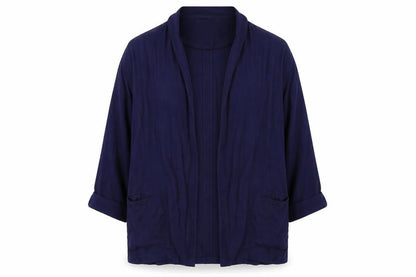 Front view of Internationale women’s blue jacket, size UK 16