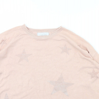 Close-up detail of Red Herring women’s pink jumper, size UK 8, - star