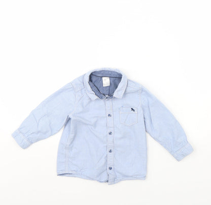 Additional front view of H&M boys’ blue basic button-up, size 12, months