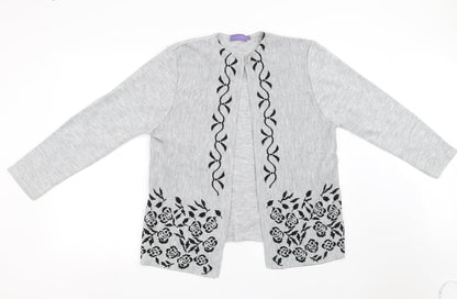 Autonomy Womens Grey Floral  Wrap Sweatshirt Size L