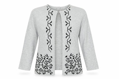 Autonomy Womens Grey Floral  Wrap Sweatshirt Size L