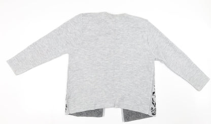 Autonomy Womens Grey Floral  Wrap Sweatshirt Size L