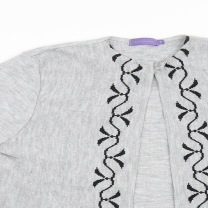 Autonomy Womens Grey Floral  Wrap Sweatshirt Size L