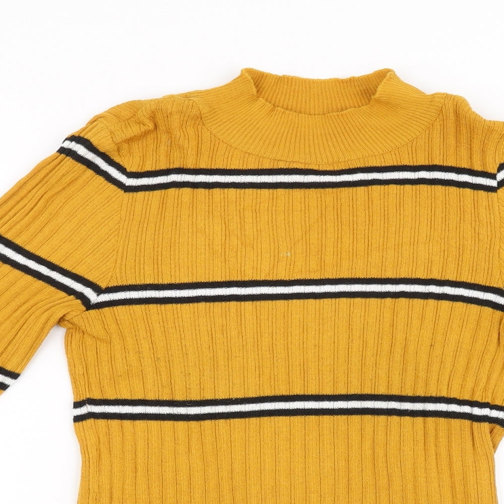 Primark Womens Yellow Striped  Pullover Sweatshirt Size S