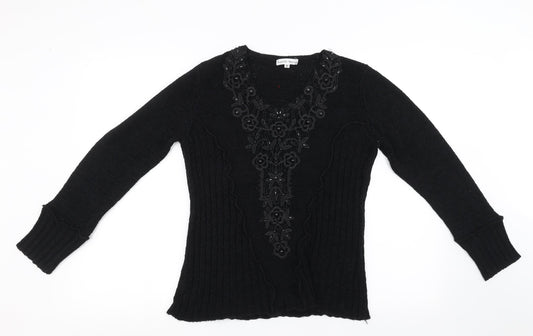 Donatella Maurizio Womens Black   Pullover Sweatshirt Size M