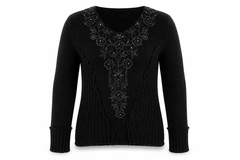 Donatella Maurizio Womens Black   Pullover Sweatshirt Size M