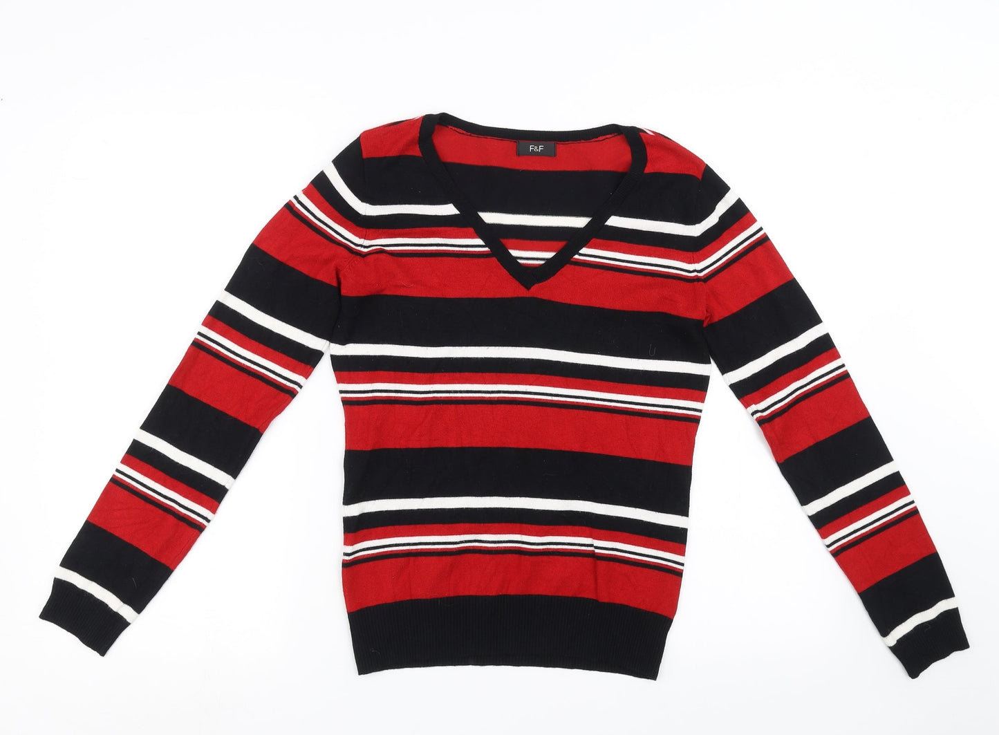 TESCO Womens Red Striped  Pullover Sweatshirt Size 8