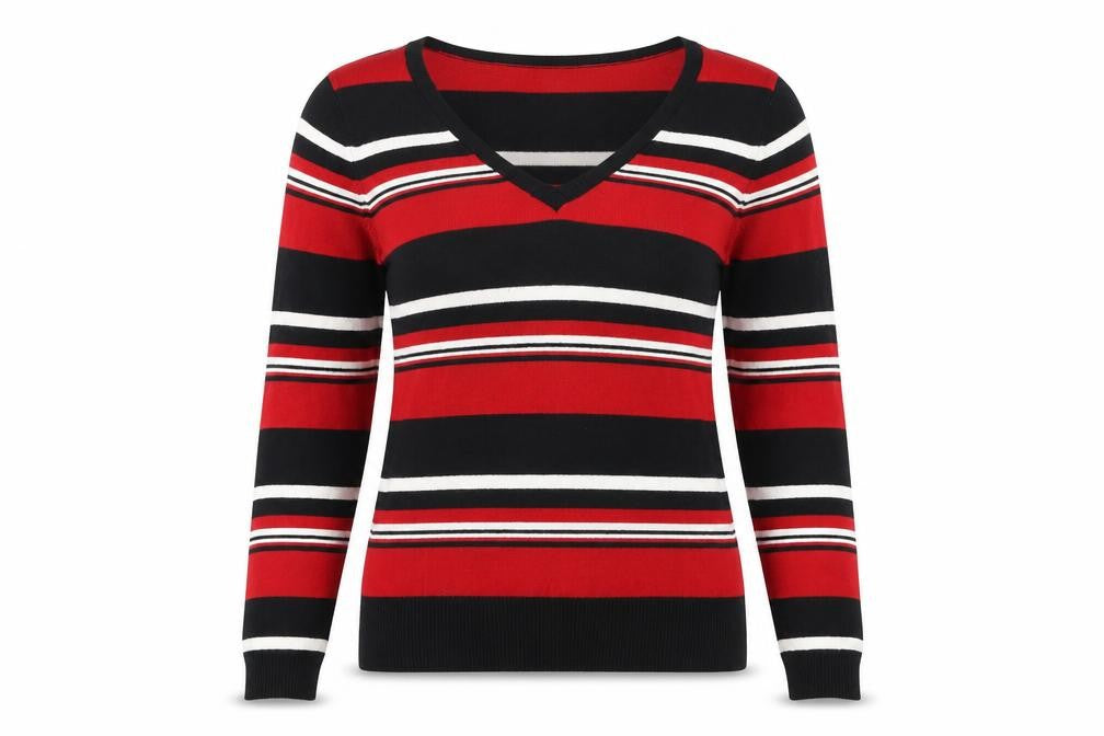 TESCO Womens Red Striped  Pullover Sweatshirt Size 8