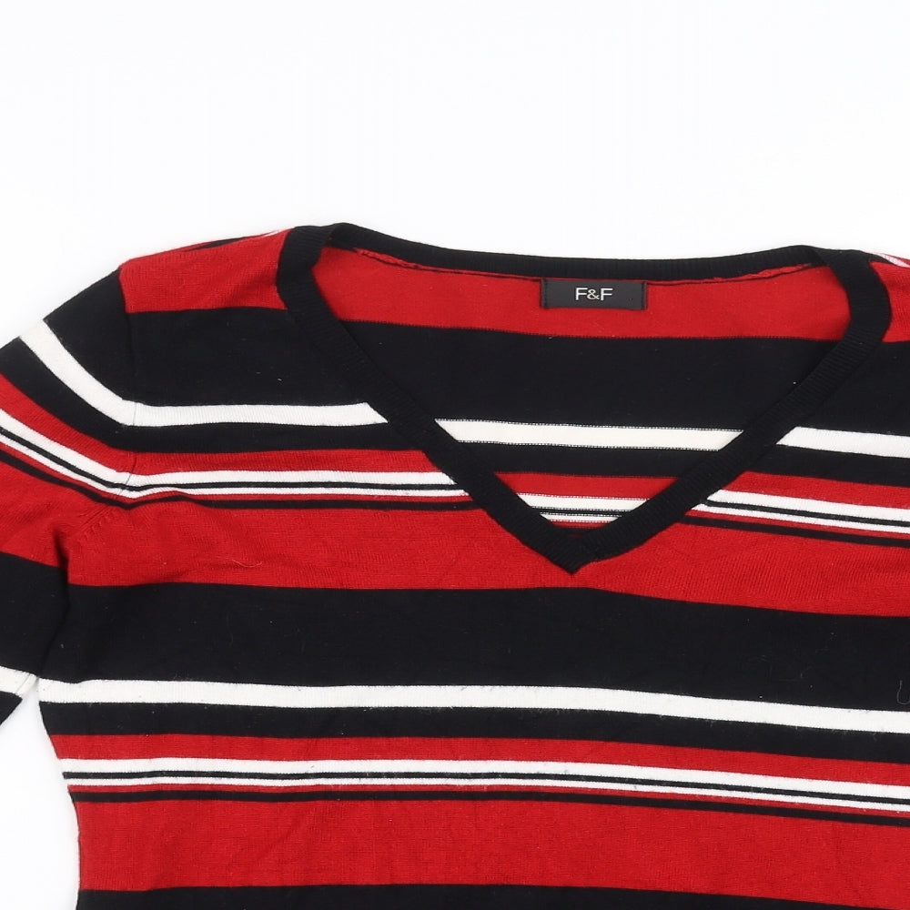 TESCO Womens Red Striped  Pullover Sweatshirt Size 8