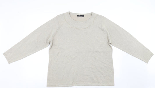 BM Womens Beige   Pullover Sweatshirt Size L