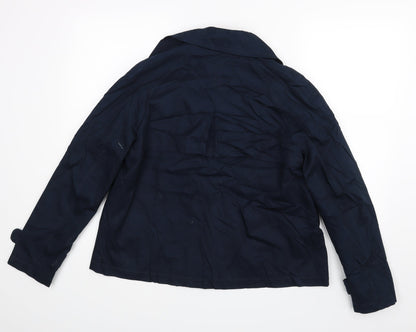 Back view of Papaya women’s blue jacket coat, size UK 14
