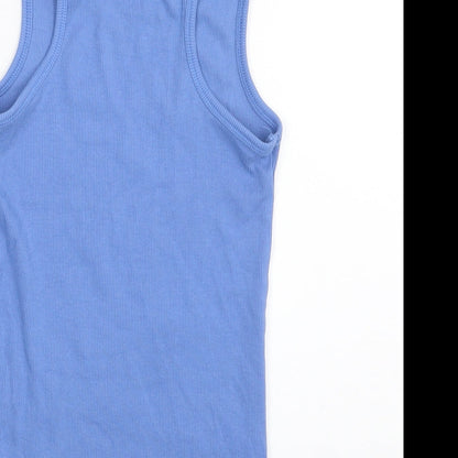 Brand and care label for Next girls’ blue basic t-shirt, size 7, years