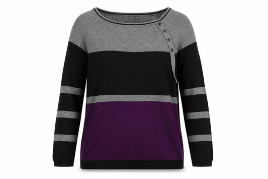 Debenhams Womens Purple Striped Knit Pullover Jumper Size 12