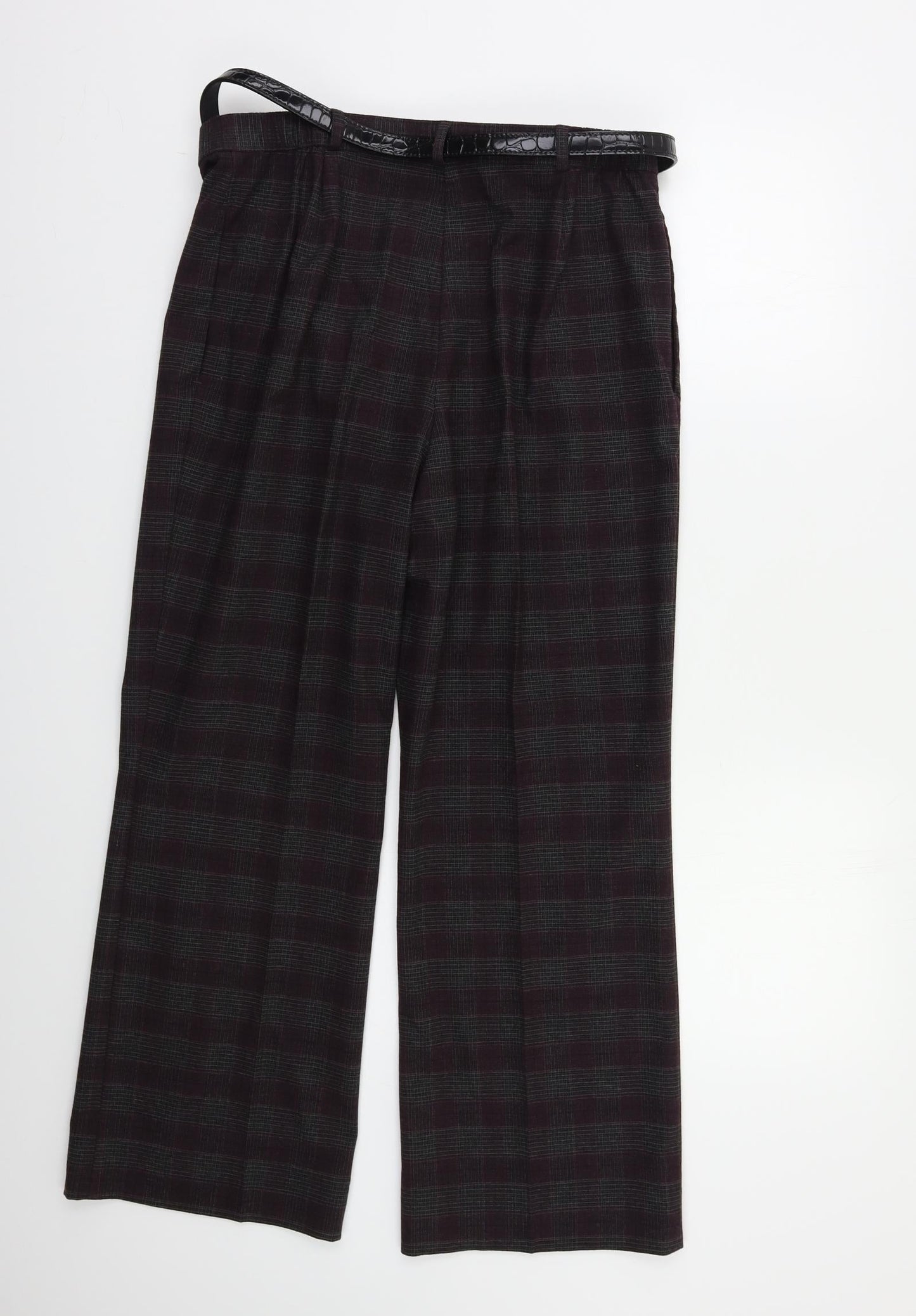 M&S Womens Purple Check  Trousers  Size 14 L25 in