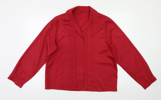 M&S Womens Red   Basic Button-Up Size 14