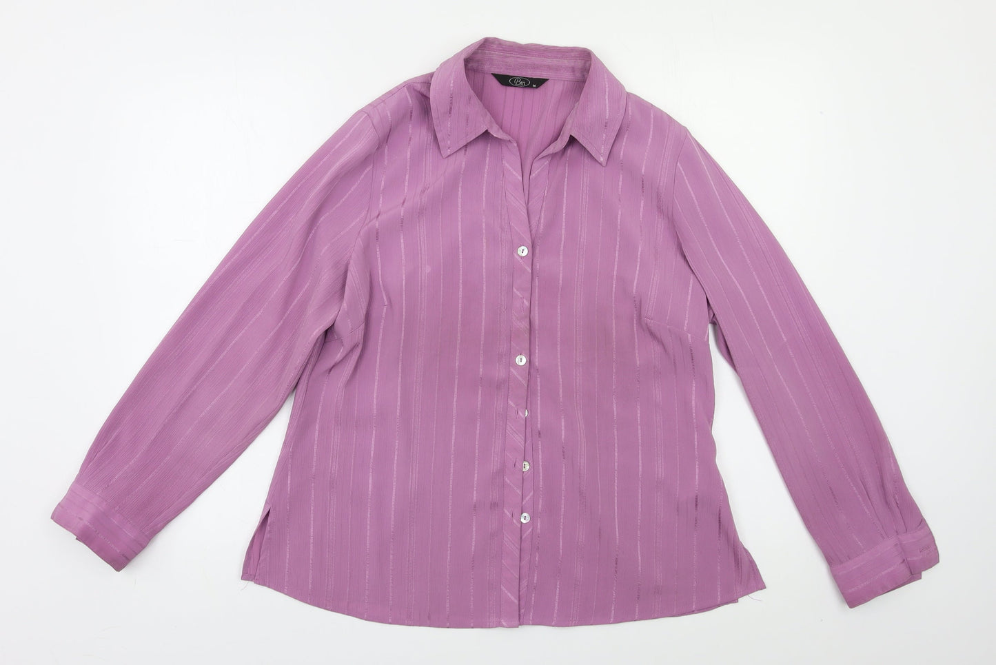BM Womens Purple Striped  Basic Button-Up Size 14