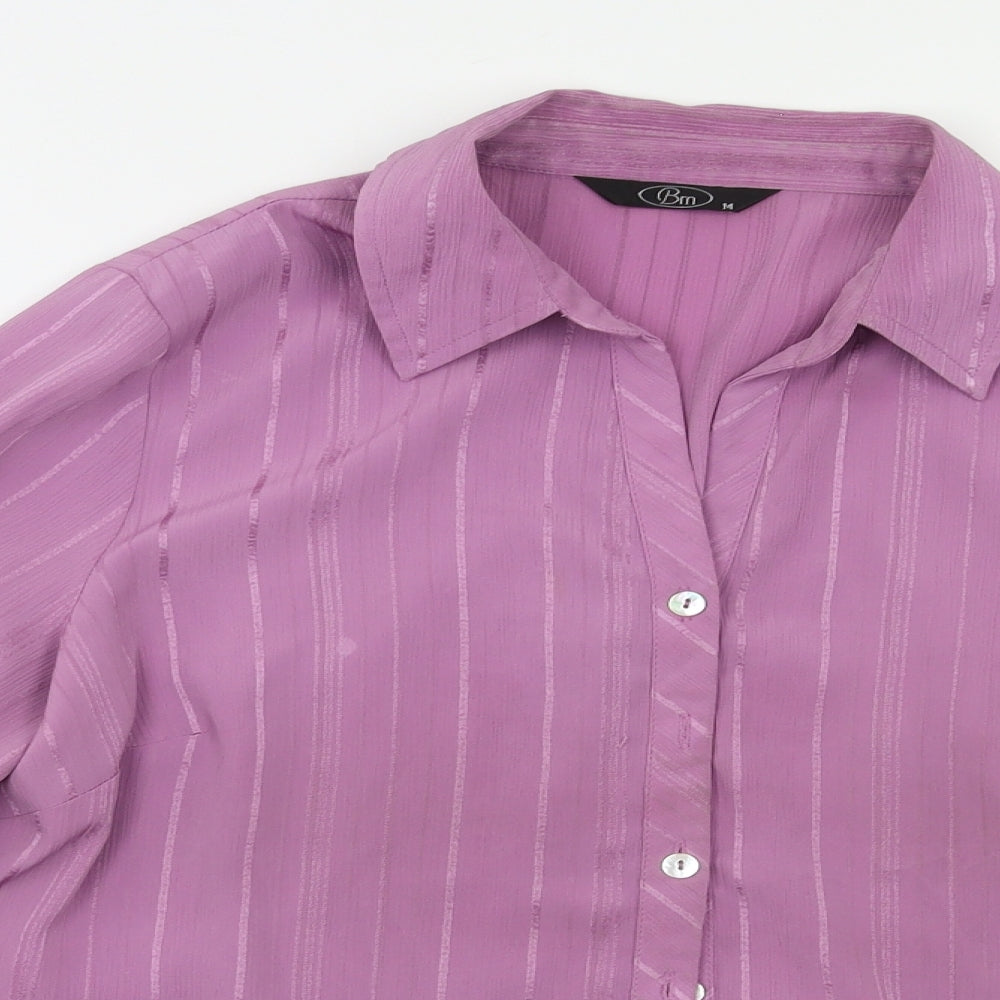 BM Womens Purple Striped  Basic Button-Up Size 14