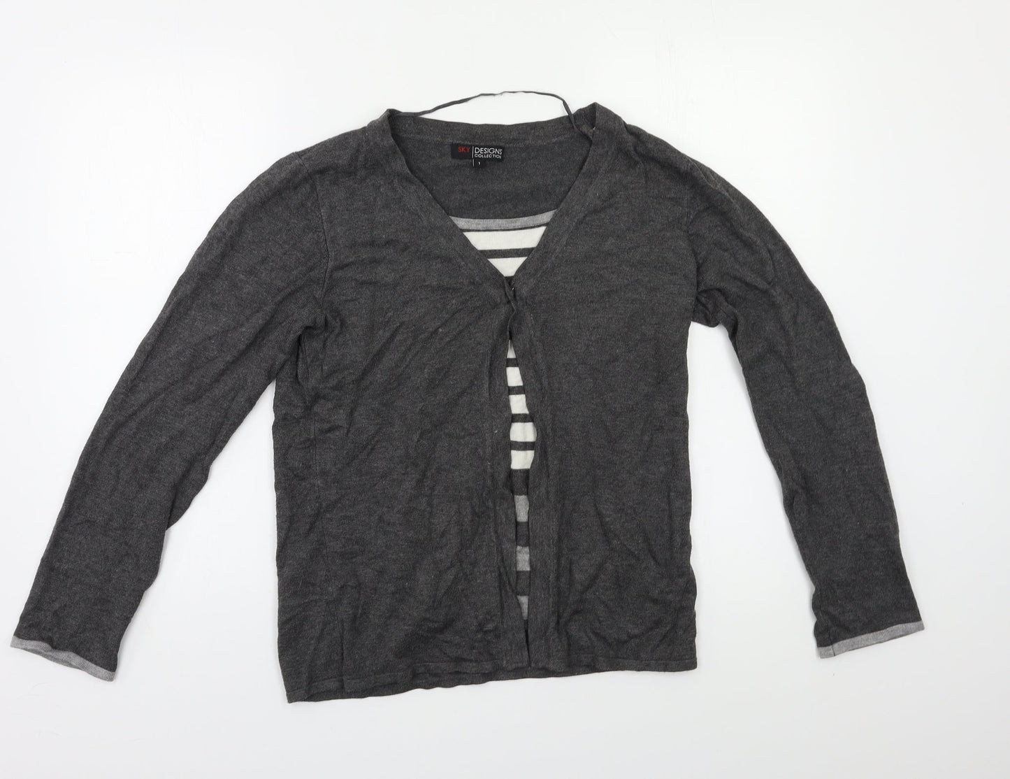 Sky Design Womens Grey   Cardigan Jumper Size S