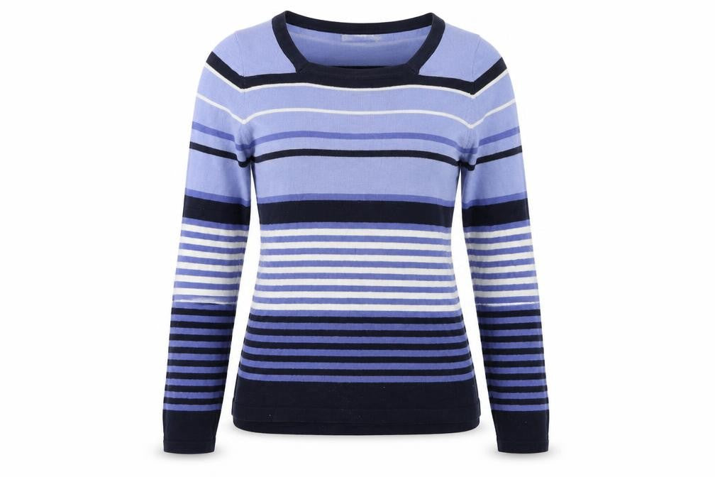 EWM Womens Blue Striped  Pullover Jumper Size S
