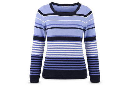 EWM Womens Blue Striped  Pullover Jumper Size S