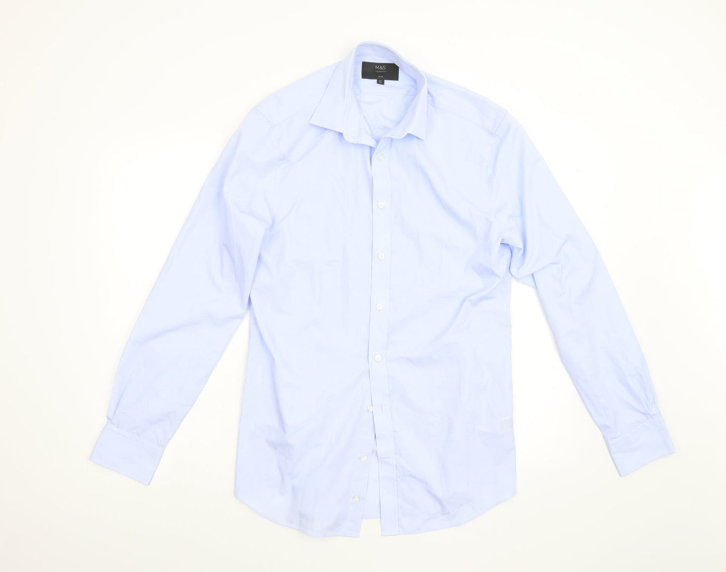 M&S Mens Blue    Button-Up Size 15