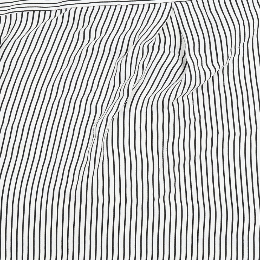 H&M Mens White Striped   Button-Up Size M