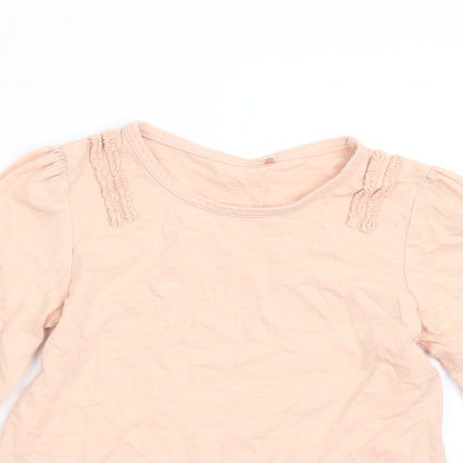 Close-up detail of George girls’ orange basic t-shirt, size 5-6, years