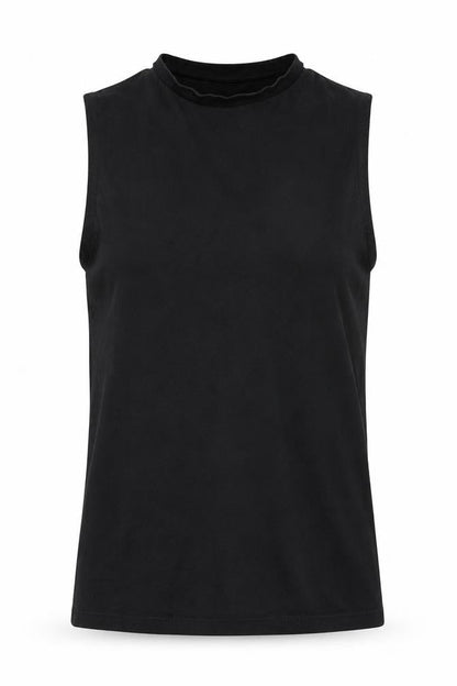 Front view of ASOS women’s black basic tank, size S