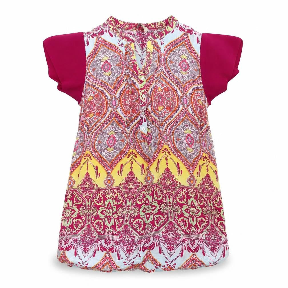 George Womens Pink Geometric Chiffon Basic Blouse Size 16