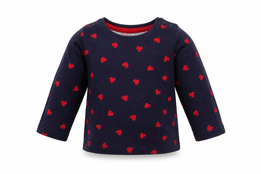 Front view of Primark girls’ blue polka dot pullover t-shirt, size 6-9, months
