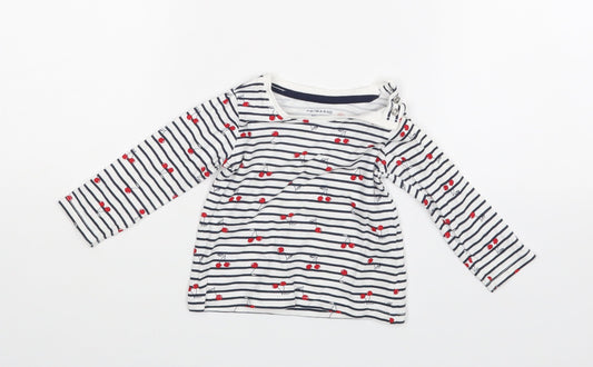 Primark Baby White Striped  Basic Blouse Size 6-9 Months