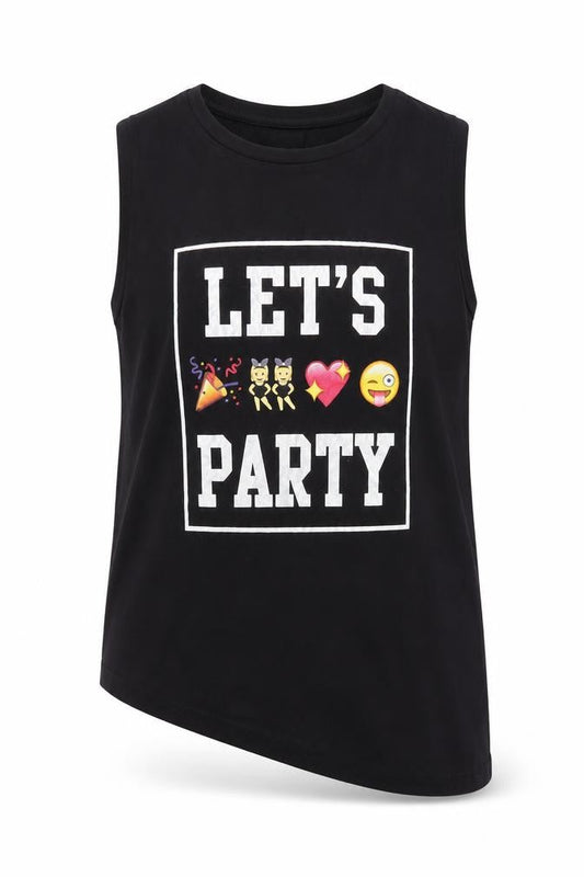Front view of YD girls’ black basic t-shirt, size 11-12, years - let's party