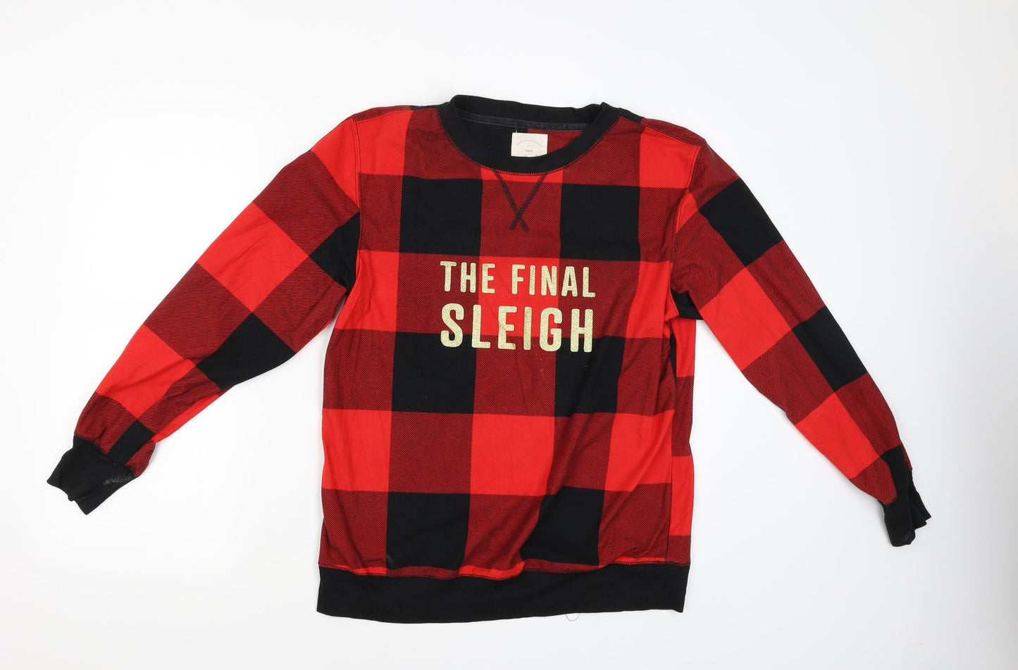 NEXT Womens Red Check  Pullover Jumper Size M  - The final sleigh