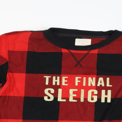 Next Womens Red Check  Pullover Jumper Size M  - The final sleigh